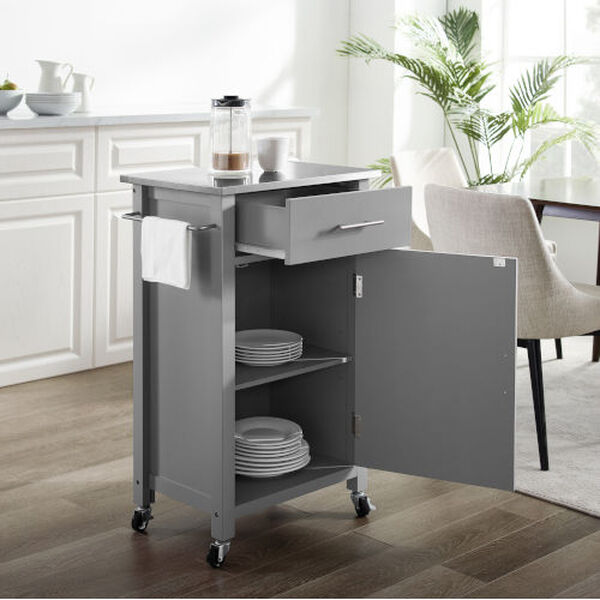 Savannah Gray 22-Inch Stainless Steel Top Kitchen Cart, image 4