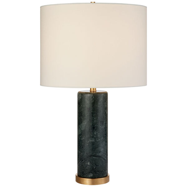 Cliff Table Lamp in Green Marble with Linen Shade by AERIN, image 1