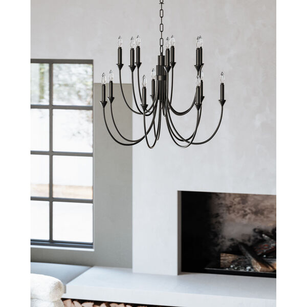 Cate Forged Iron 14-Light Chandelier, image 3