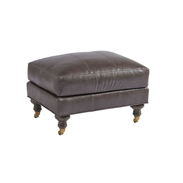 Upholstery Brown Oxford Leather Ottoman, image 1
