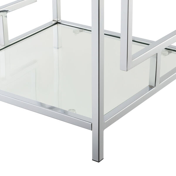 Town Square White Faux Marble and Chrome End Table with Shelf, image 5