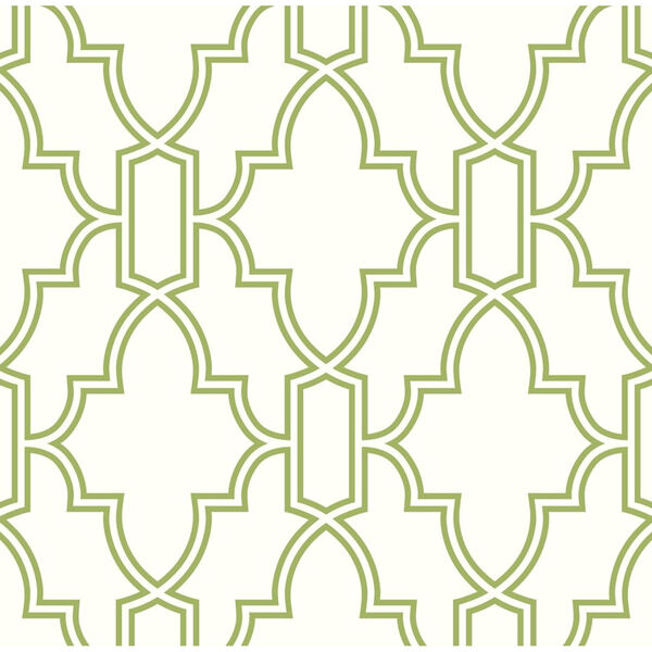 NextWall Green and White Tile Trellis Peel and Stick Wallpaper, image 2