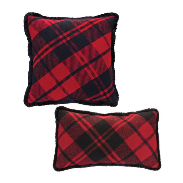 Red Plaid Pillow , Set of Two, image 1
