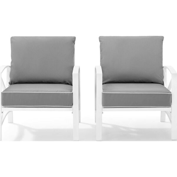 Kaplan Gray White Outdoor Metal Armchair Set , Set of Two, image 4