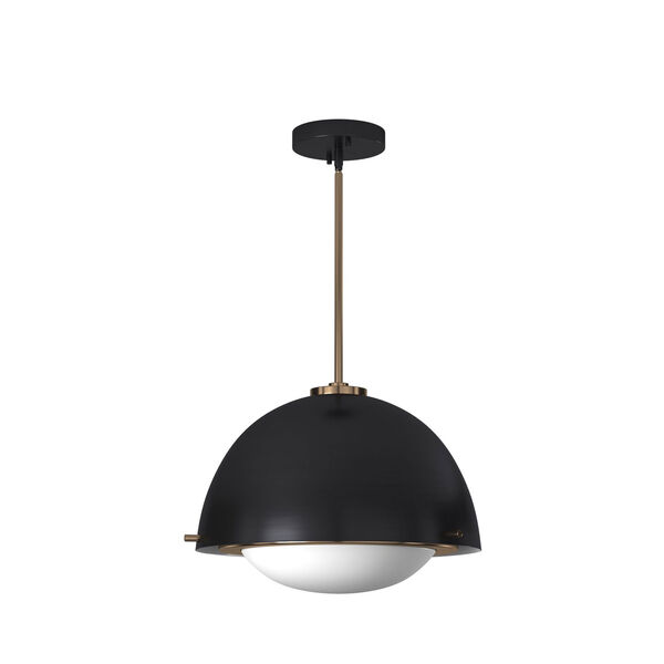 Fusion Matte Black and Brass Two-Light Pendant, image 3