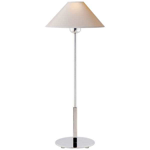 Hackney Table Lamp in Polished Nickel with Natural Paper Shade by J. Randall Powers, image 1