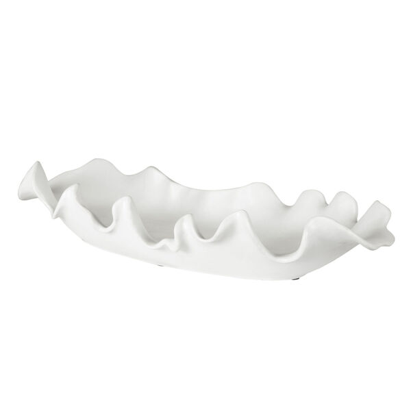 Ruffled Matte White Modern White Bowl, image 3