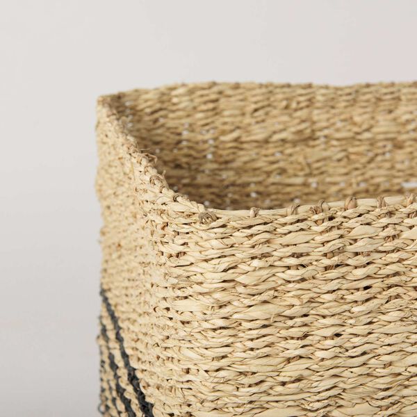 Cullen Brown and Black Twisted Seagrass Square Basket, Set of 3, image 4