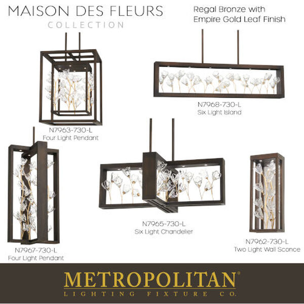 Maison Des Fleurs Regal Bronze with Empire Gold 16-Inch LED Pendant, image 4