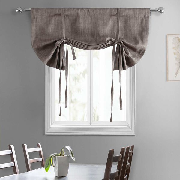 Mink Faux Grey Linen Room Darkening Tie-Up Window Shade Single Panel, image 4