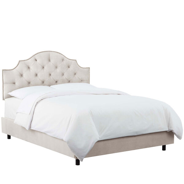Full Mystere Dove 56-Inch Tufted Notched Nail Button Bed, image 1