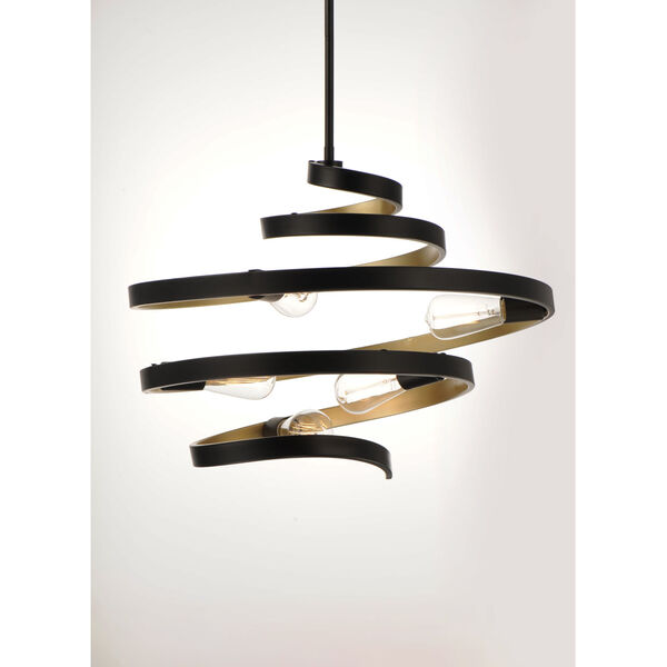 Twister Black and Gold 25-Inch Five-Light Pendant, image 4