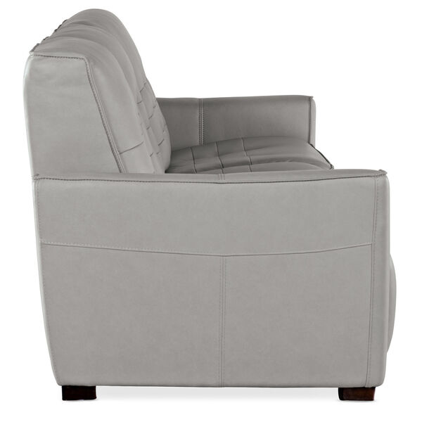 Reaux Gray Leather Power Recliner Sofa with 3 Power Recliners, image 5