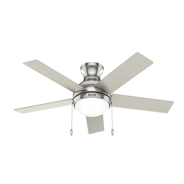 Aren Brushed Nickel 44-Inch Low Profile Ceiling Fan with LED Light Kit and Pull Chain, image 1