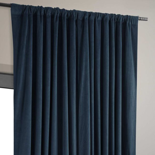 Signature Midnight Blue Double Wide Velvet Blackout Pole Pocket Single Panel Curtain 100 x 84, image 4