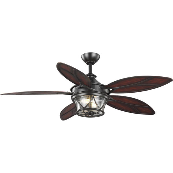 Alfresco Architectural Bronze 54-Inch Two-Light Ceiling Fan with Clear Seeded Shade, image 1