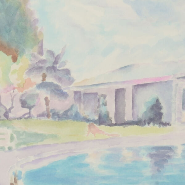 White Poolside Watercolor I, image 2
