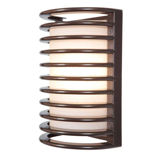 Bermuda Bronze LED 11-Inch Outdoor Wall Sconce with Ribbed Frosted Glass Shade, image 1