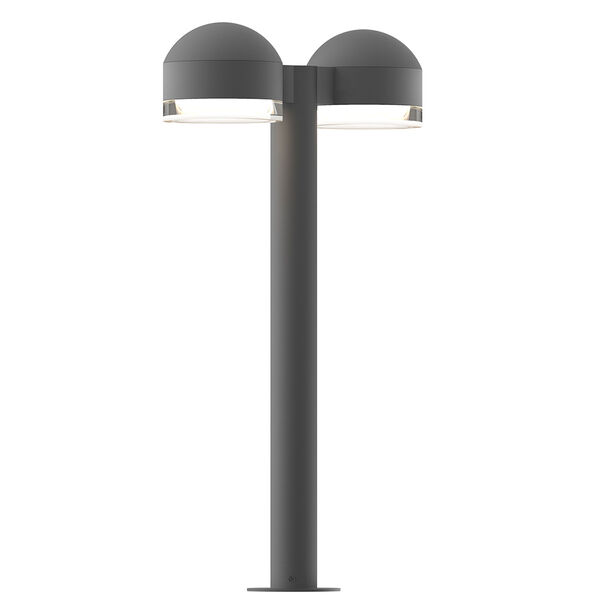 Inside-Out REALS Textured Gray 22-Inch LED Double Bollard with Cylinder Lens and Dome Cap with Clear Lens, image 1