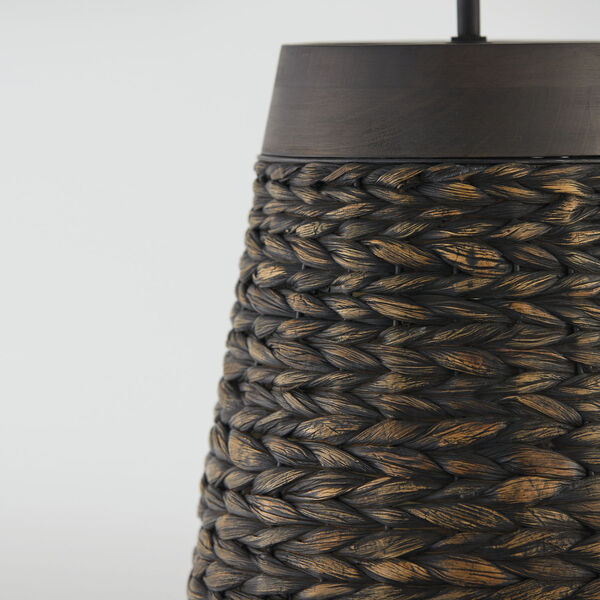 Tallulah Charcoal Wash One-Light Pendant Black Made with Handcrafted Mango Wood and Water Hyacth, image 4