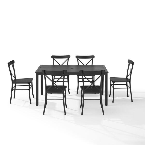 Astrid Matte Black Outdoor Metal Dining Set, Seven-Piece, image 4