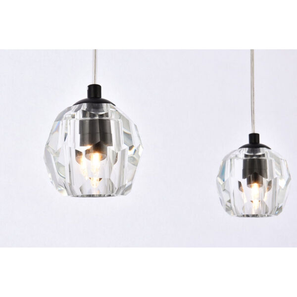 Eren Black 28-Inch Three-Light Pendant with Royal Cut Clear Crystal, image 4