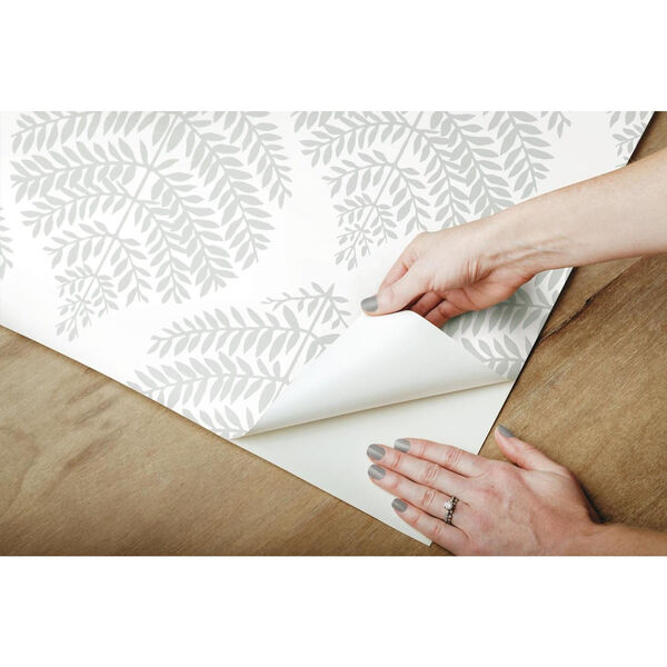 Hygge Fern Damask Gray And White Peel And Stick Wallpaper, image 5