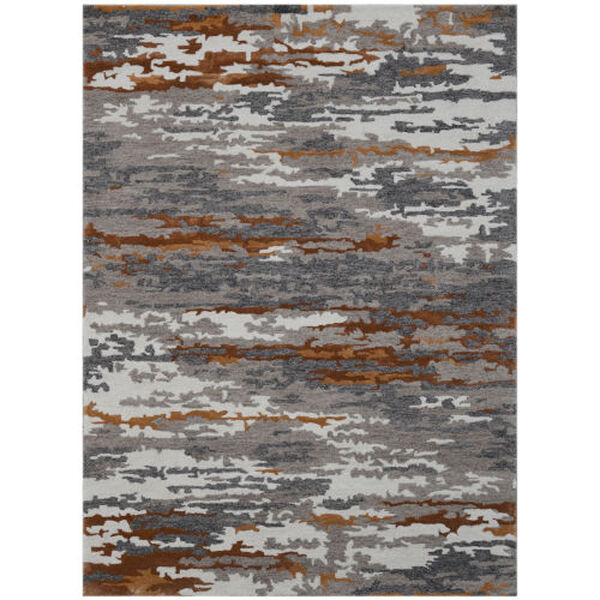 Abstract Gray Wool Rectangle 9 Ft. x 13 Ft. Rug, image 1