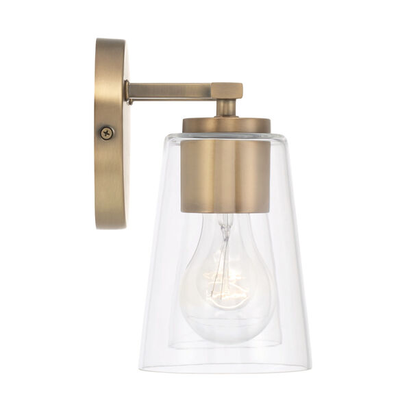 Portman Aged Brass Two-Light Bath Vanity with Clear Glass, image 5