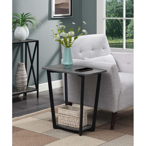 Graystone End Table with Shelf in Cement and Black, image 2