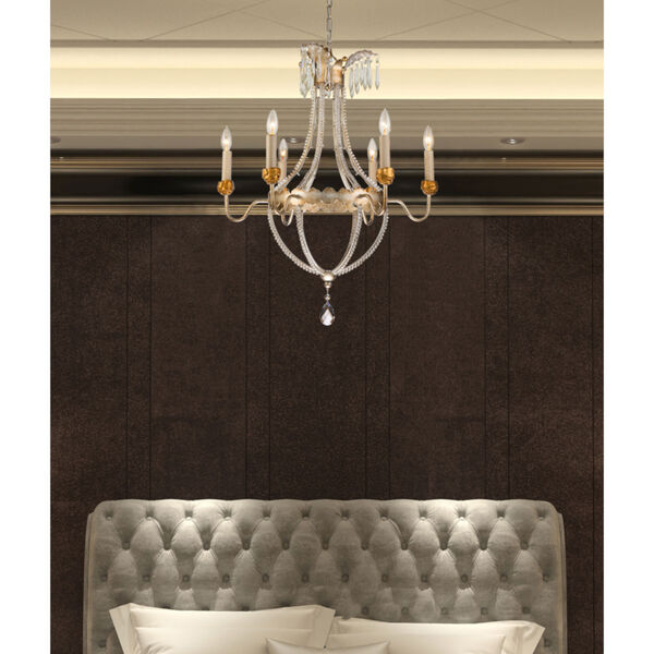 Lemuria Distressed Silver and Gold Six-Light Chandelier, image 2