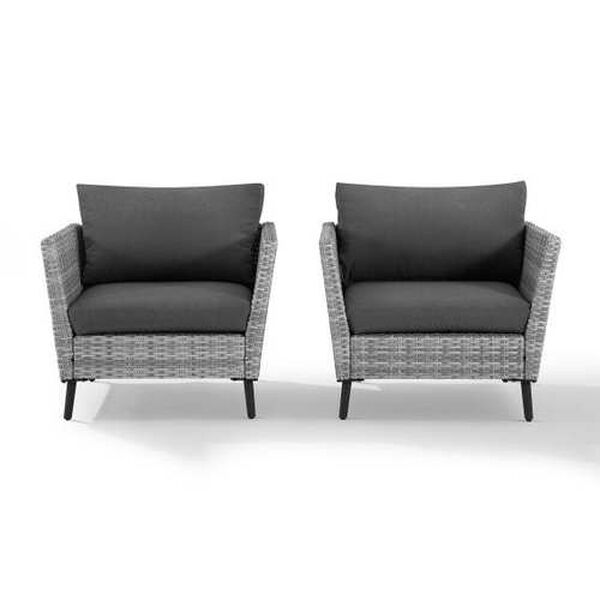 Richland Charcoal Gray Outdoor Wicker Armchair Set , Set of Two, image 2