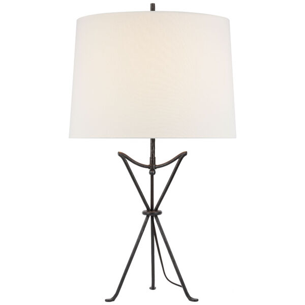 Neith Medium Table Lamp in Aged Iron with Linen Shade by Thomas O'Brien, image 1