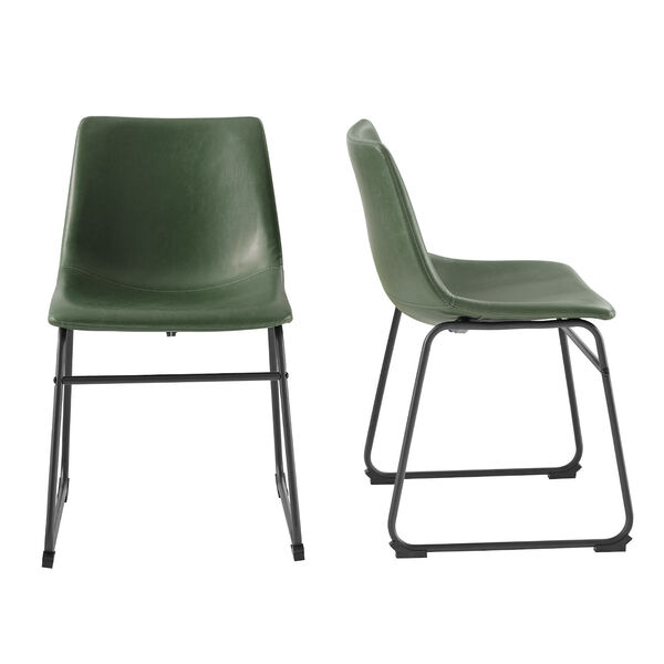 Green Faux Leather Dining Chair, Set of Two, image 4