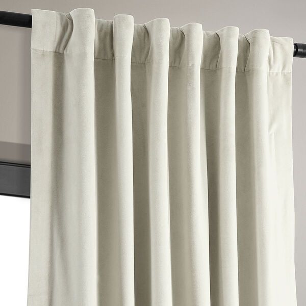 Porcelain White Blackout Velvet Pole Pocket Single Panel Curtain, 50 X 120, image 12