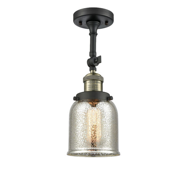 Small Bell Black Antique Brass One-Light Semi Flush Mount, image 1
