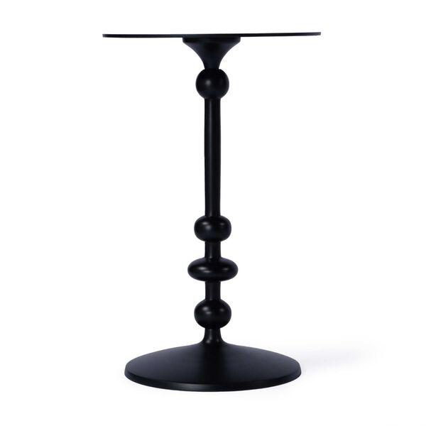 Zara Black Distressed Round Iron Pedestal End Table, image 2