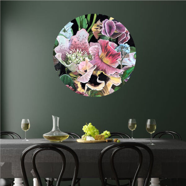 Contrasting Blooms I 30 x 30 Inch Circle Wall Decal, image 1