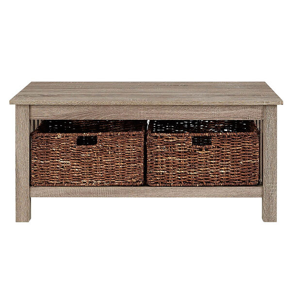 40-inch Wood Storage Coffee Table with Totes - Driftwood, image 3