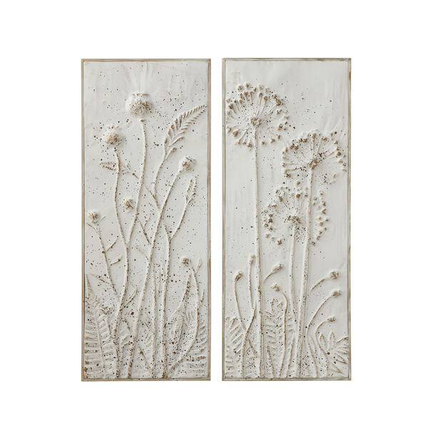 Chateau White Metal Wall Decor with Flowers - Set of 2, image 1