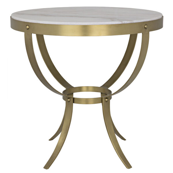 Byron Antique Brass and Stone Side Table, image 2