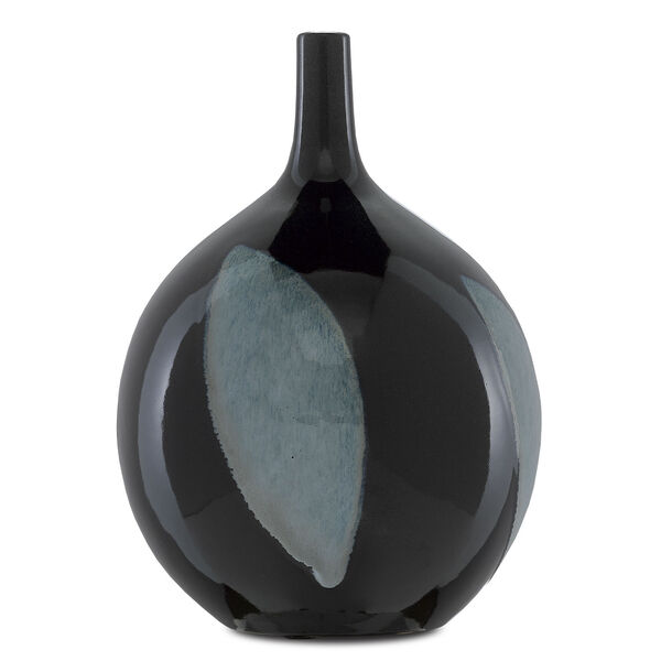 Let Us Twist Black Steel Blue Round Vase, image 1