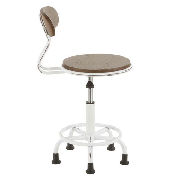 Dakota Vintage White and Espresso Bamboo Swivel Task Chair, image 2
