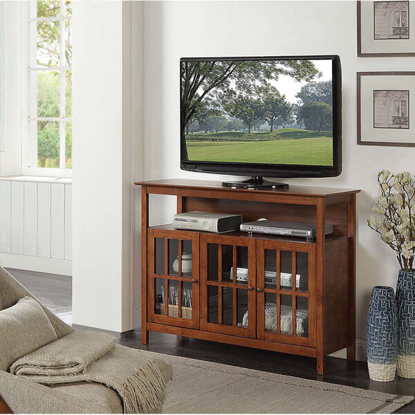 Big Sur Dark Walnut Deluxe TV Stand with Storage Cabinets and Shelf for TVs up to 55 Inches, image 2