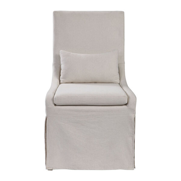 Coley White Linen Armless Chair, image 1