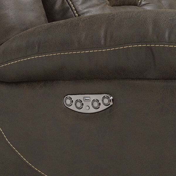 Aria Saddle Brown Loveseat with Console and Power Head Rest, image 6