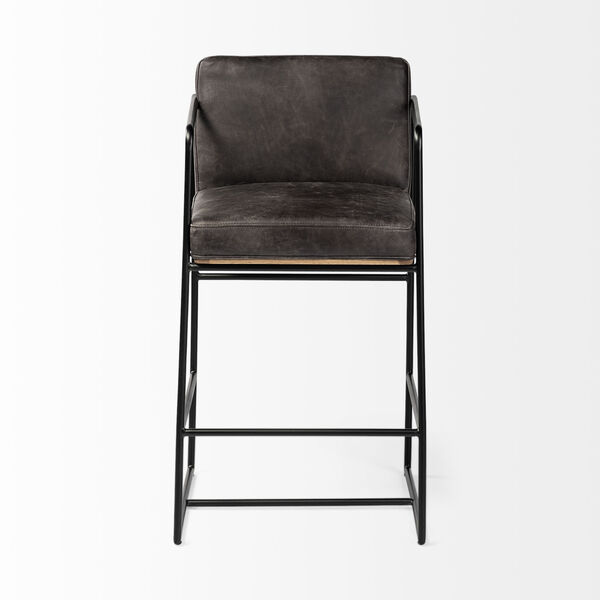 Stamford Ebony Black Leather Seat Counter Height Stool, image 2