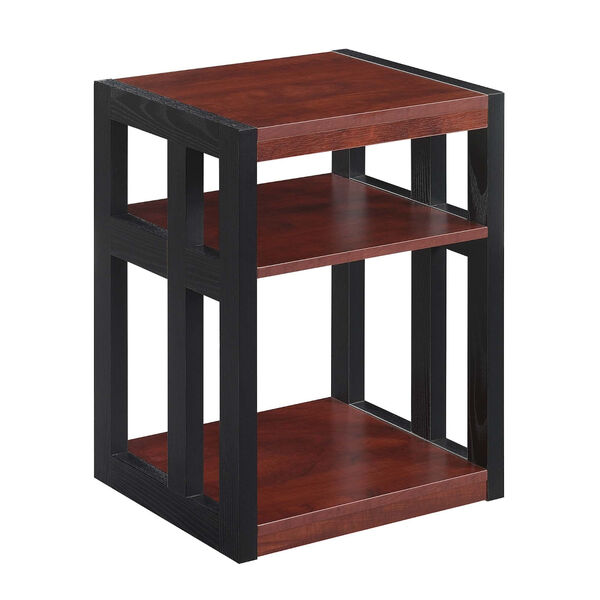 Monterey Cherry and Black End Table with Shelves, image 1