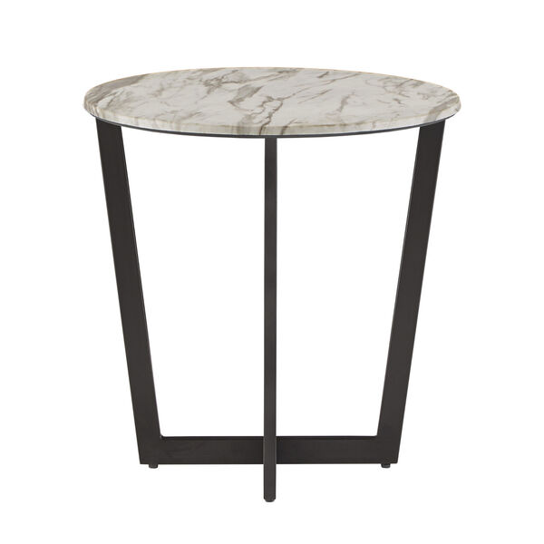 Danica White Faux Marble End Table, image 5
