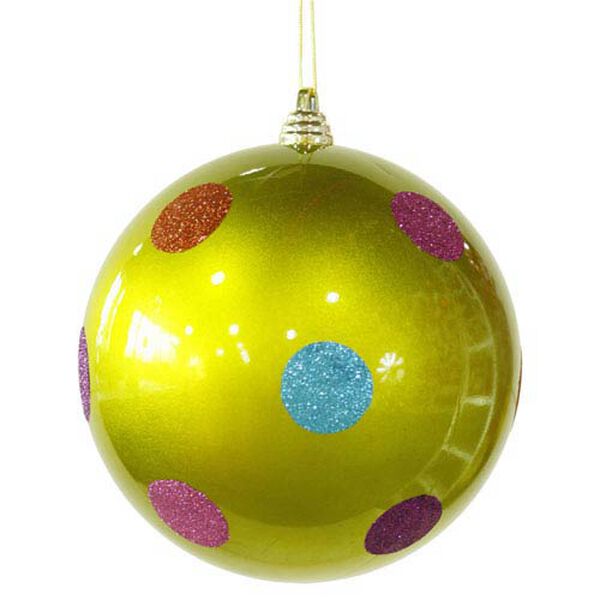 Lime 8-inch Candy Polka Dot 6/Box Ball Ornament 200mm, image 1